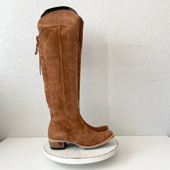 Lane LEXINGTON Over the Knee Womens Cowboy Boots 7.5 Brown Western Cowgirl Tall - Picture 2 of 11